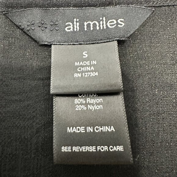 Ali Miles Tunic Top Size S Green Black Geometric Button Front Art to wear - Picture 7 of 12